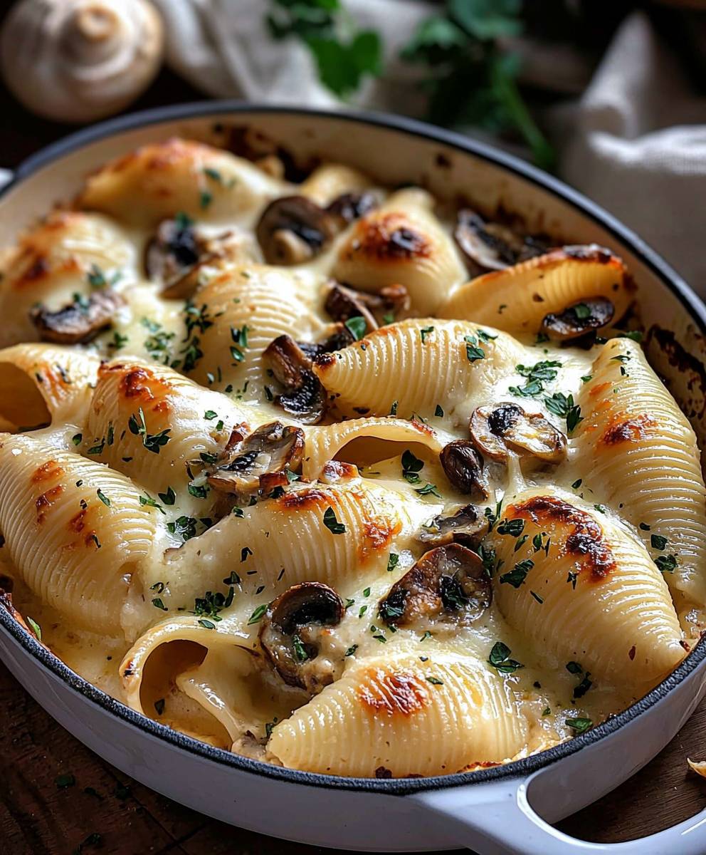 Creamy Garlic Mushroom Shells