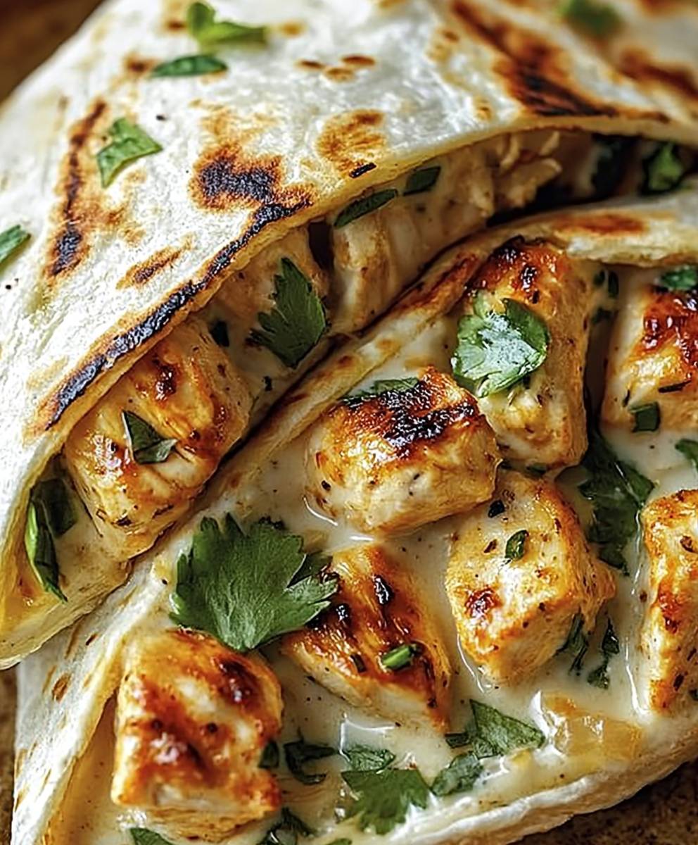Cheesy Garlic Chicken Wraps