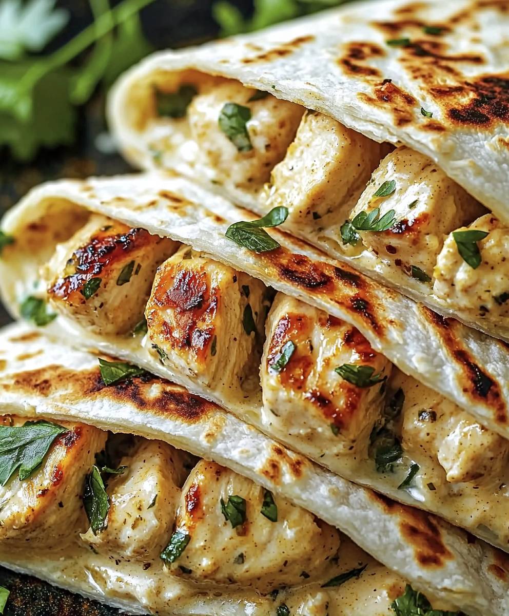 Cheesy Garlic Chicken Wraps