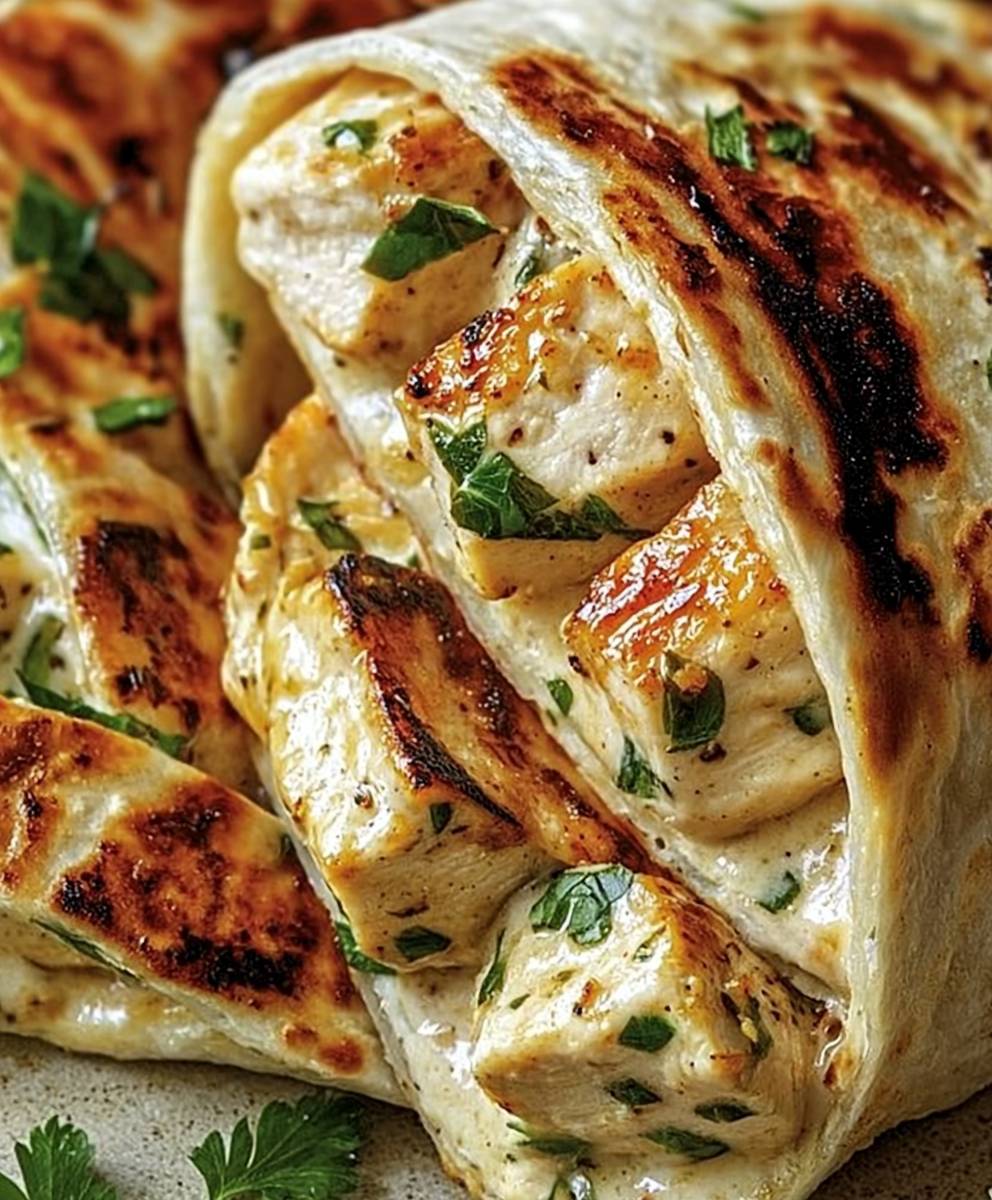Cheesy Garlic Chicken Wraps