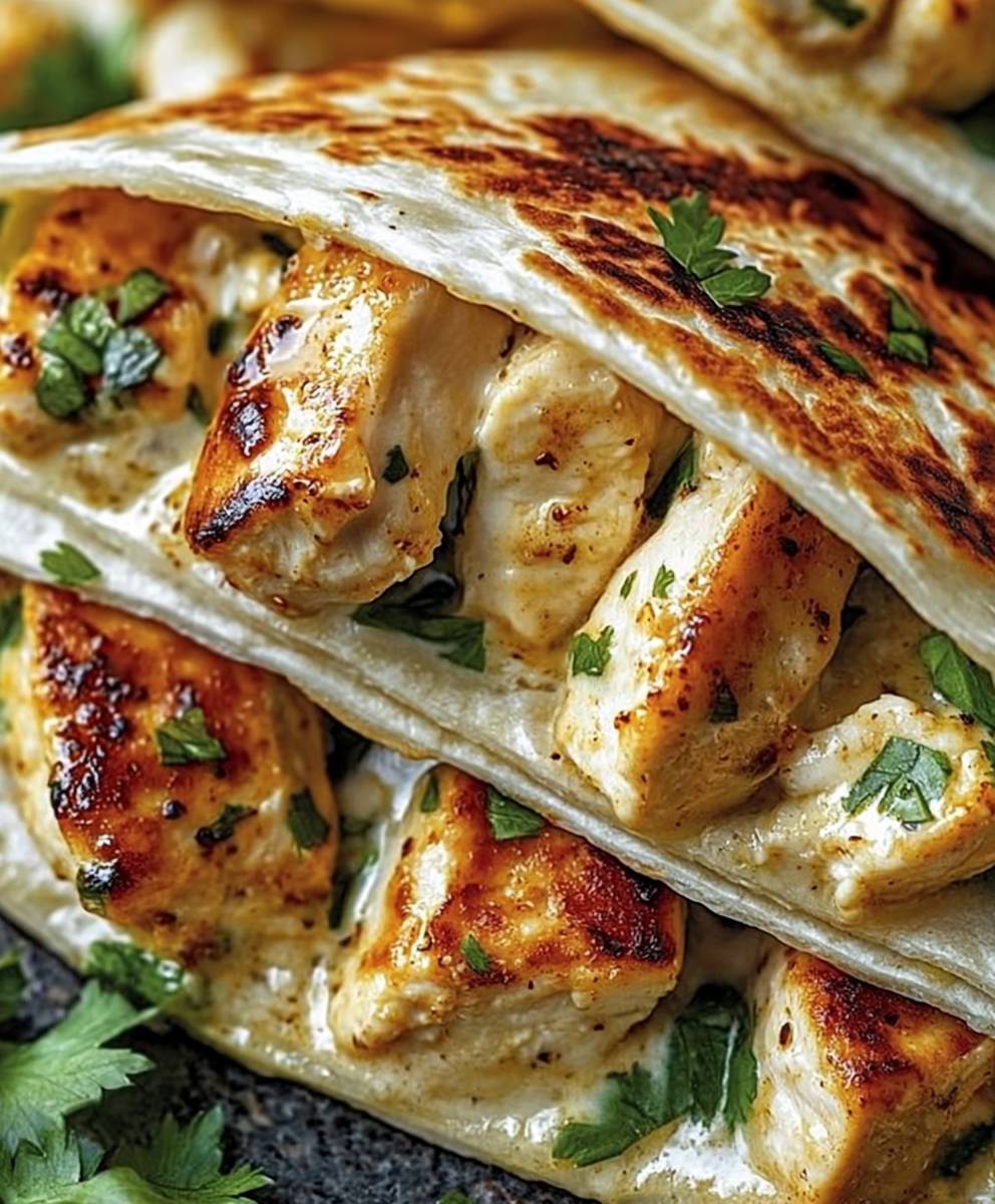 Cheesy Garlic Chicken Wraps