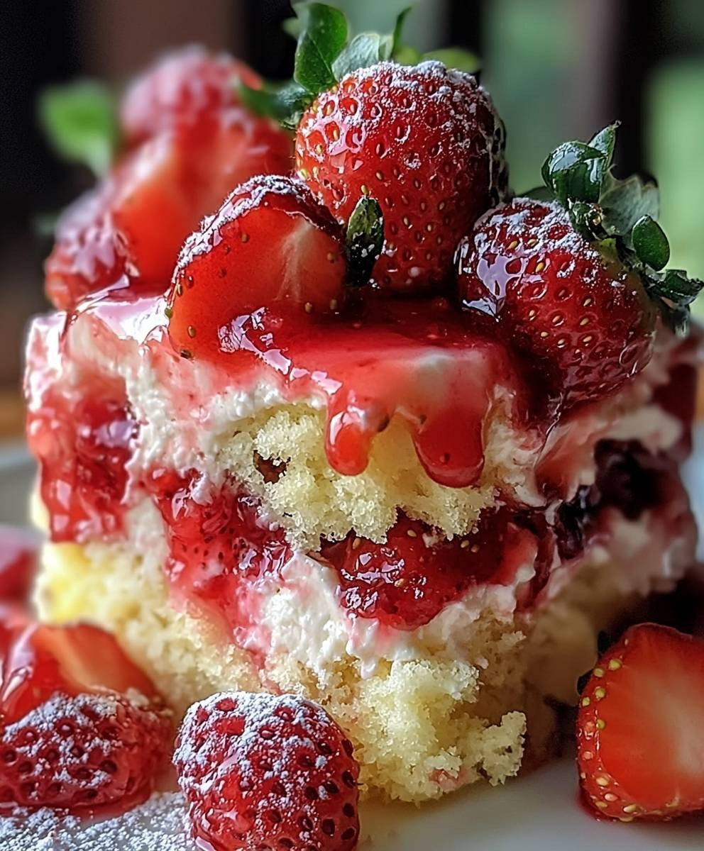 Strawberry Earthquake Cake