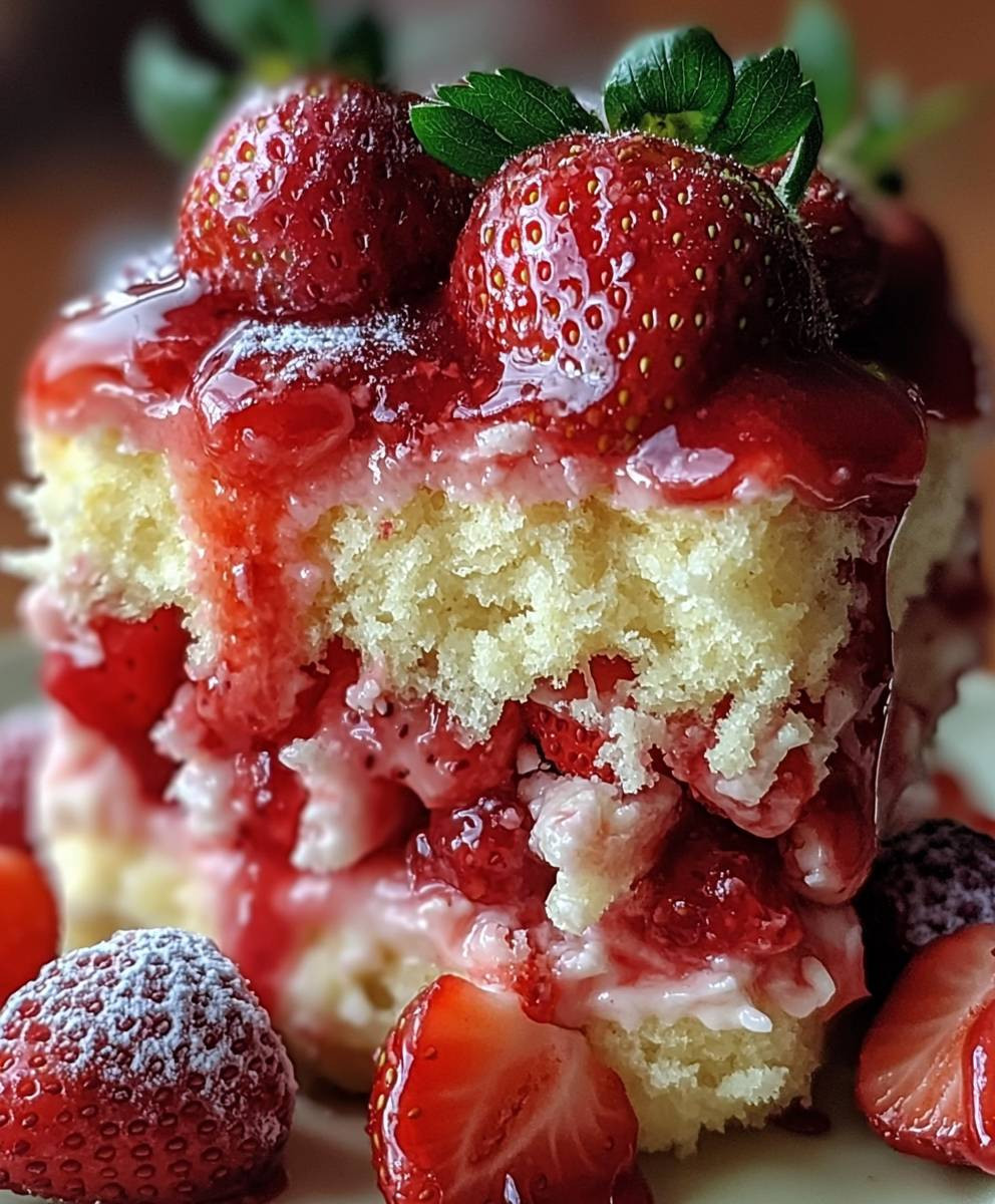 Strawberry Earthquake Cake