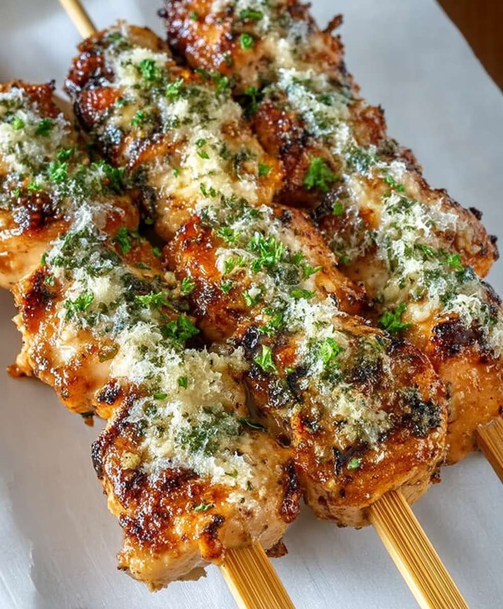 Garlic Parmesan Chicken Skewers