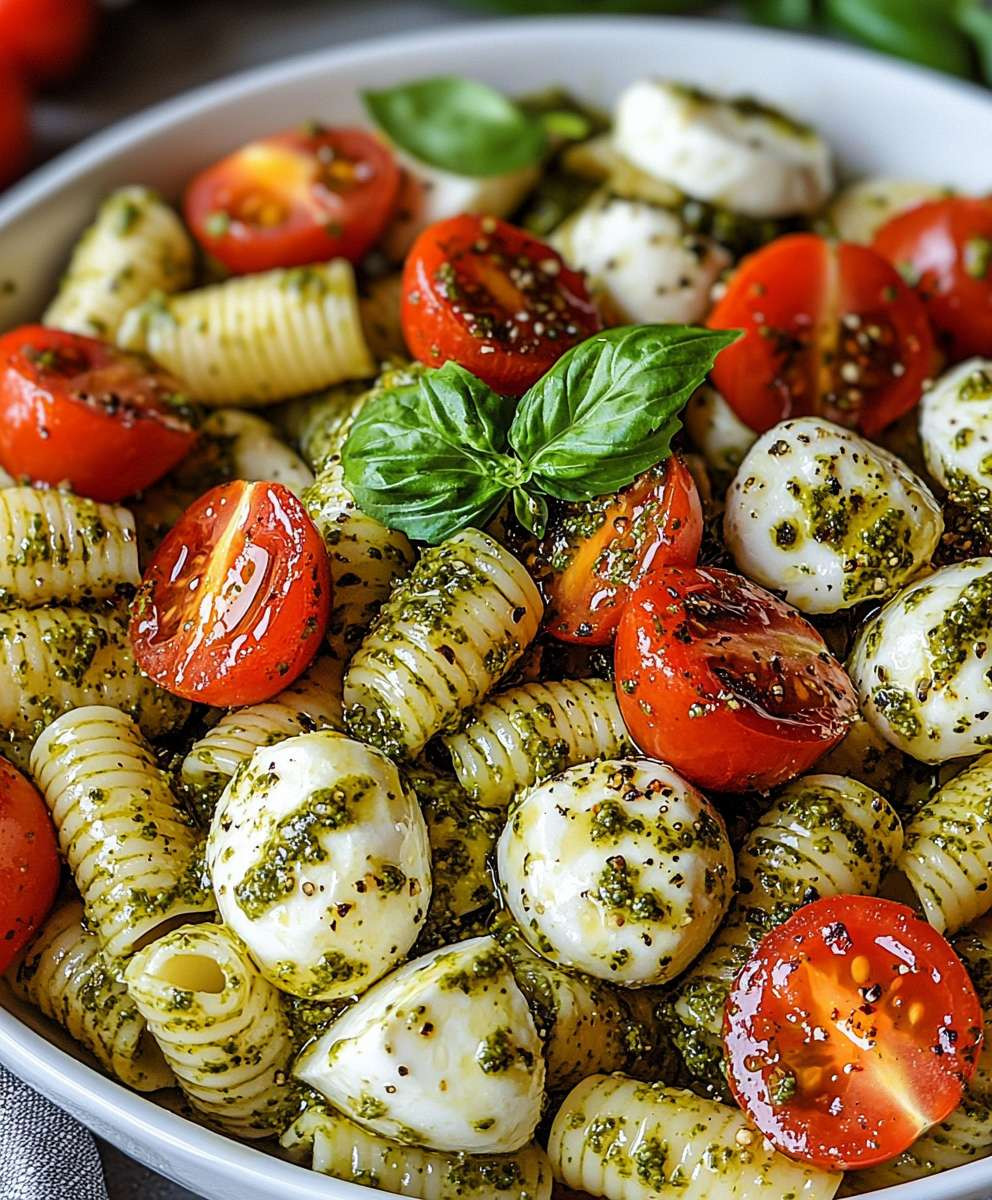 Pesto Caprese Pasta Salad