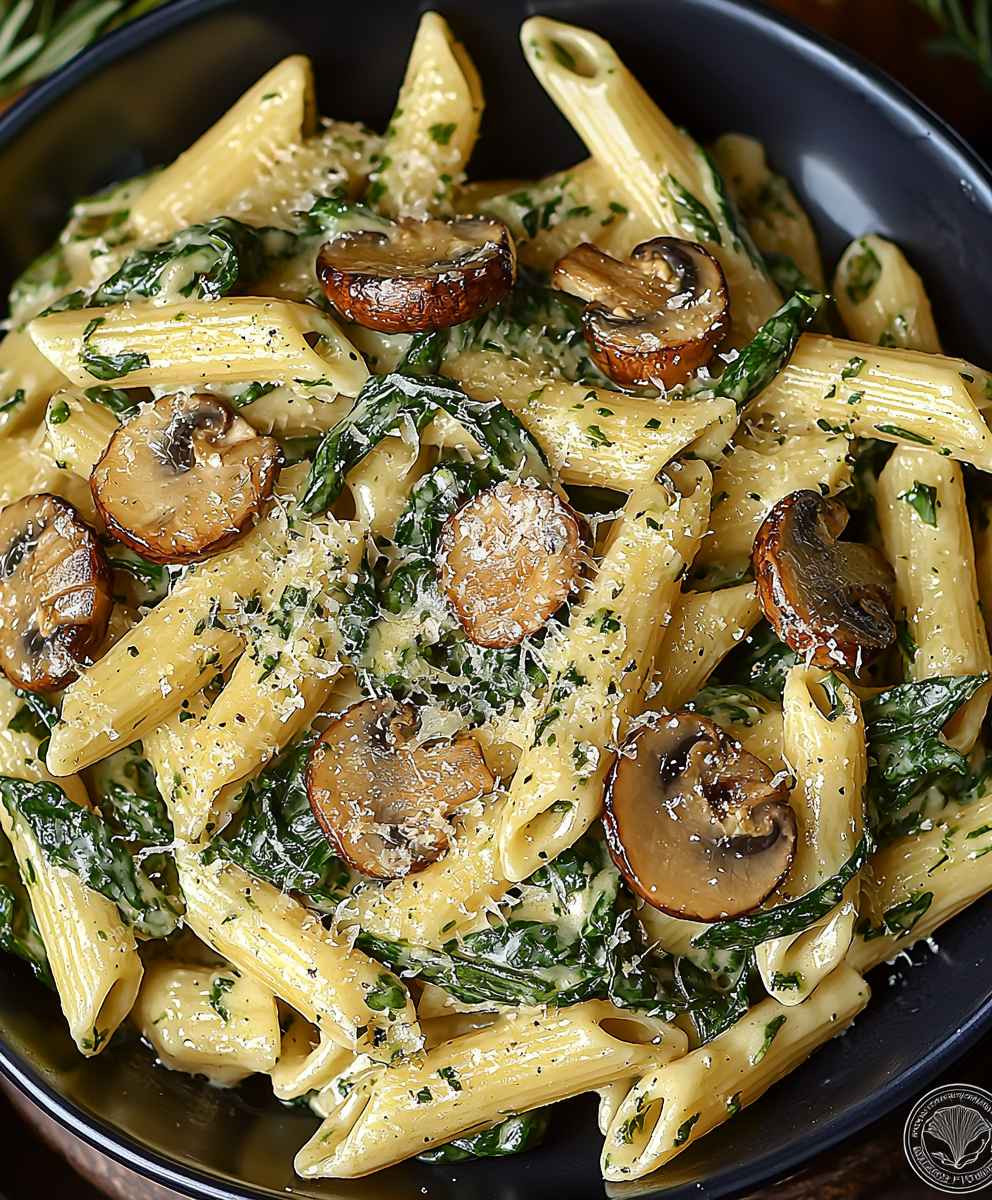 Spinach Mushroom Pasta Dish