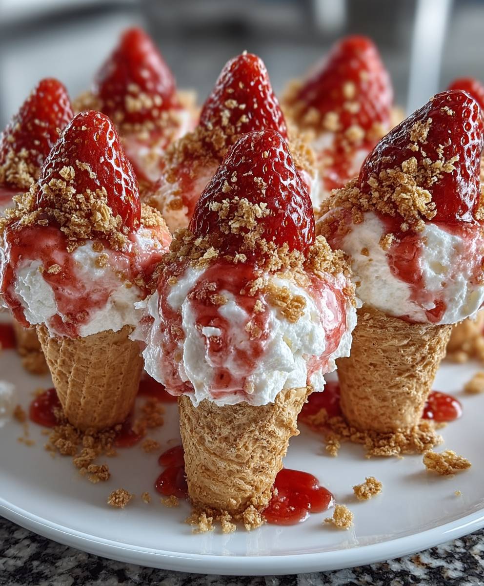 Strawberry Crunch Cheesecake Cones