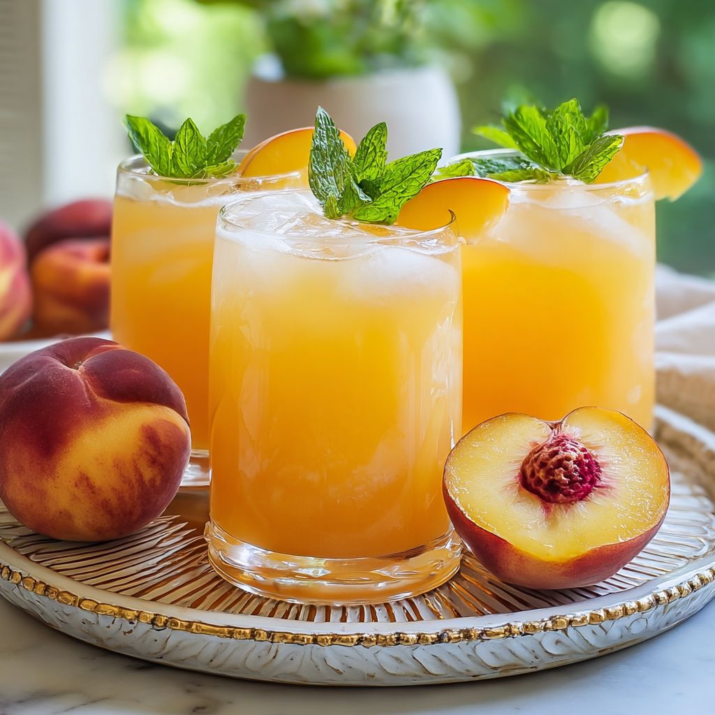 Peach lemonade refreshing summer drink