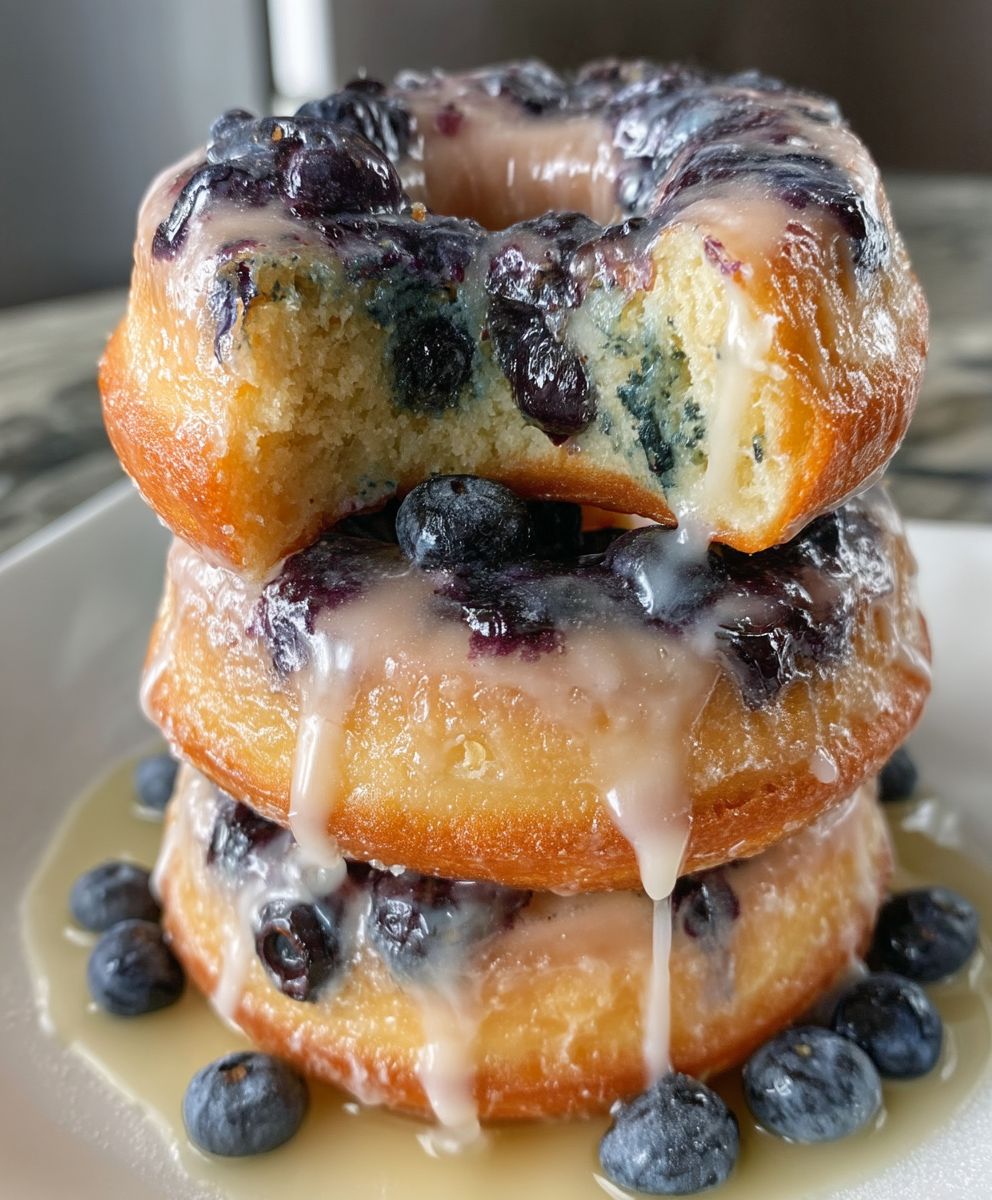 Baked blueberry donuts