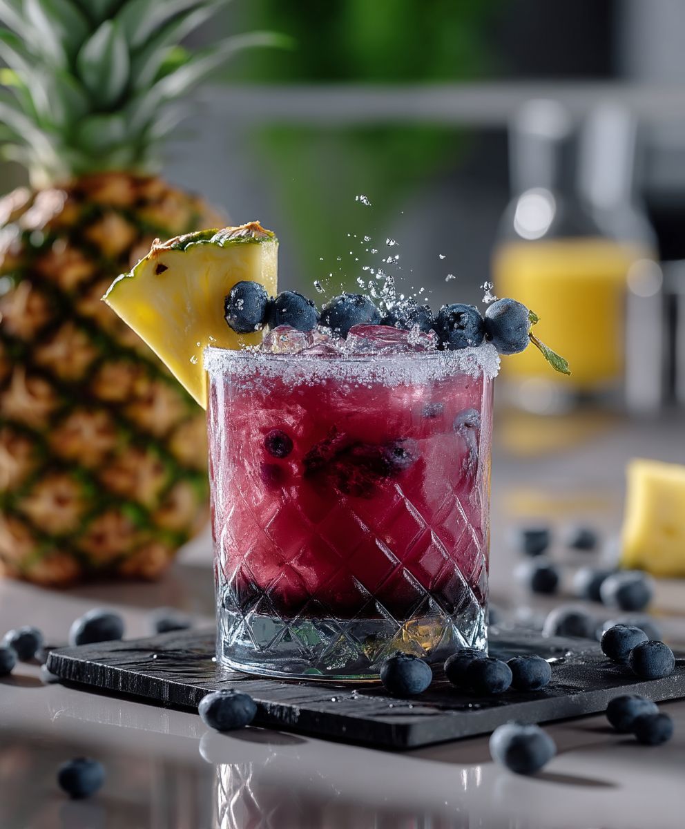 Pineapple blueberry margarita