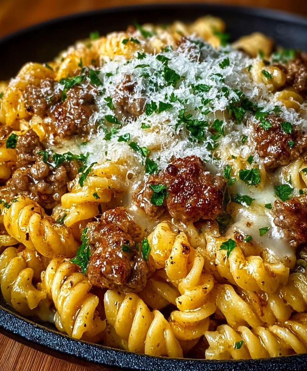 Garlic Parmesan Beef Rotini