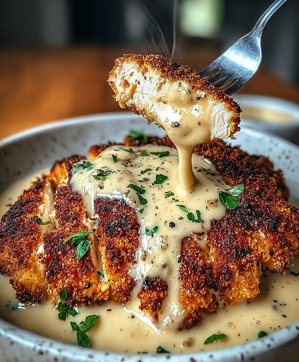 Parmesan Crusted Chicken Garlic Sauce