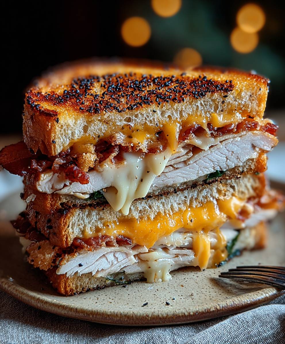 Cheddar Bacon Turkey Melt Sandwich