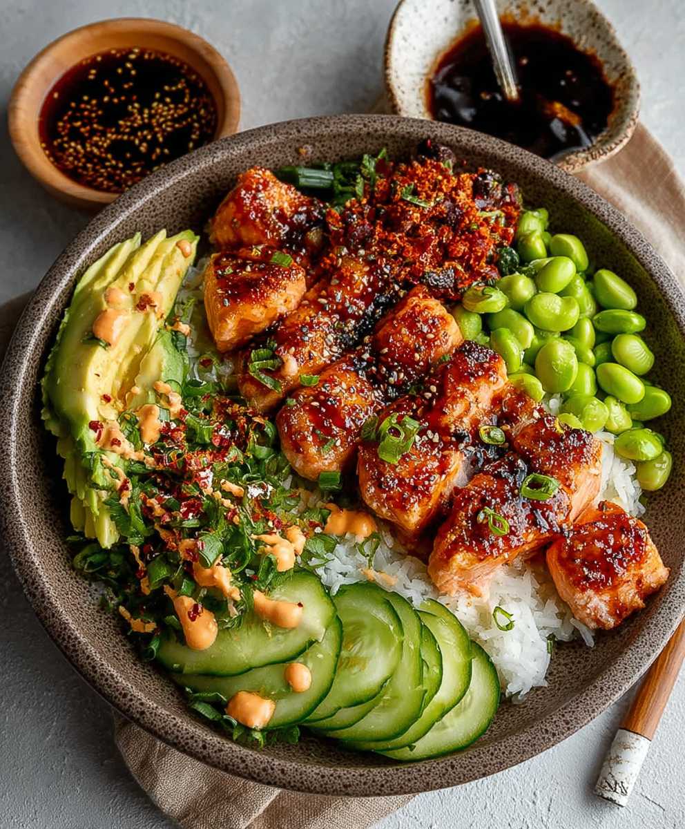 Honey Sriracha Salmon Bowls