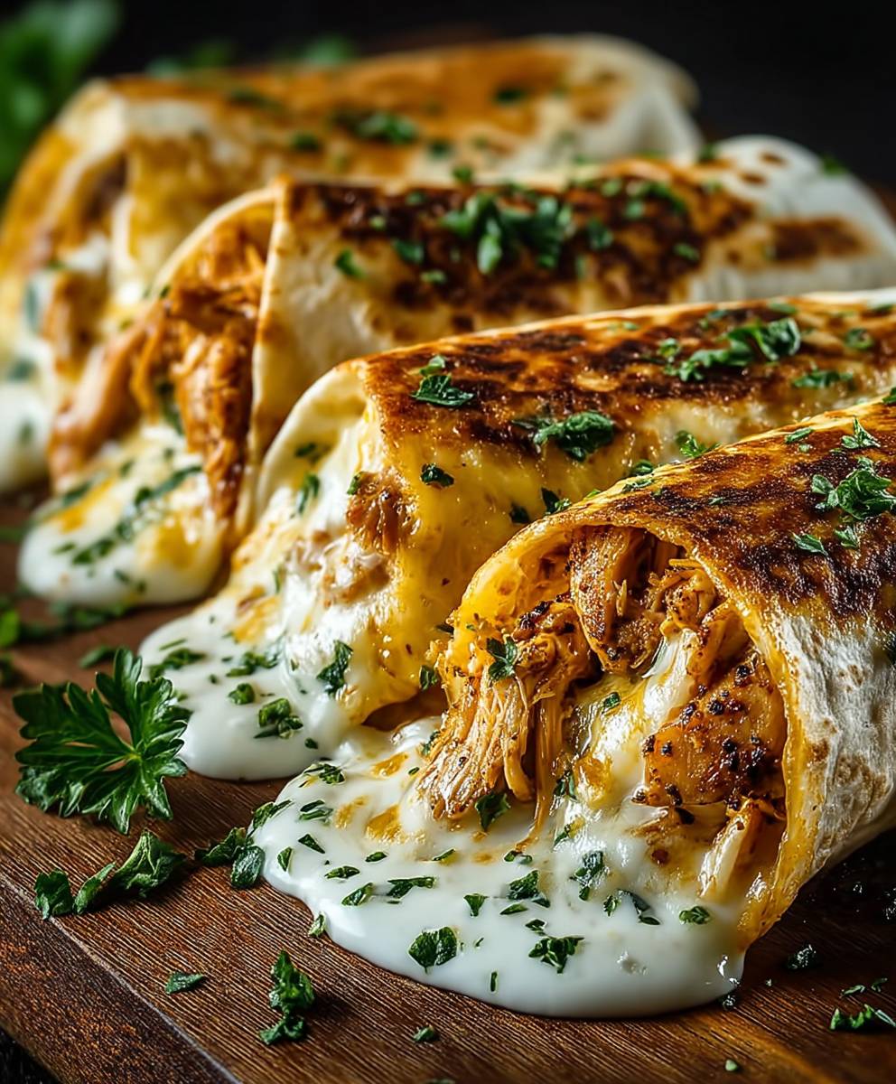 Cheesy Garlic Chicken Wraps