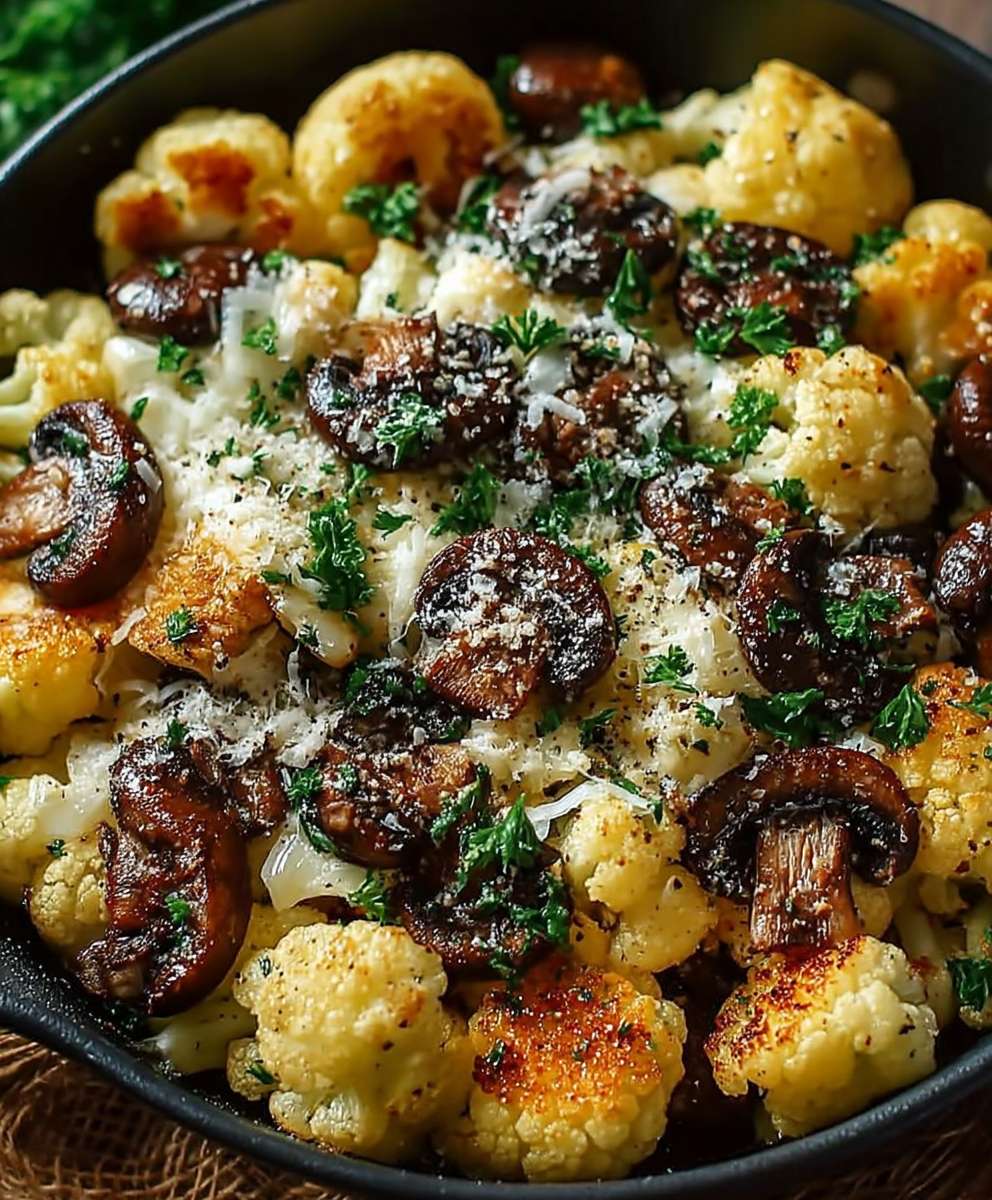 Garlic cauliflower mushroom skillet