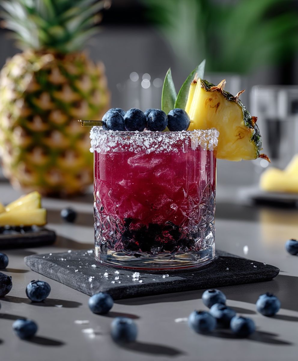 Pineapple blueberry margarita