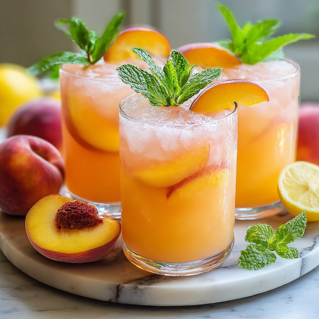 Peach lemonade refreshing summer drink