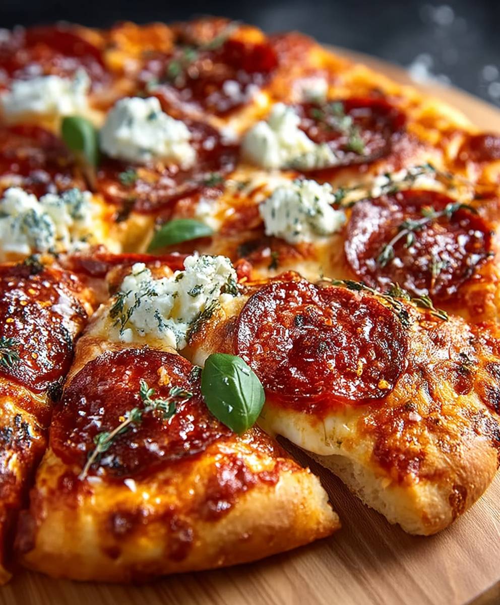 Hot honey pepperoni pizza