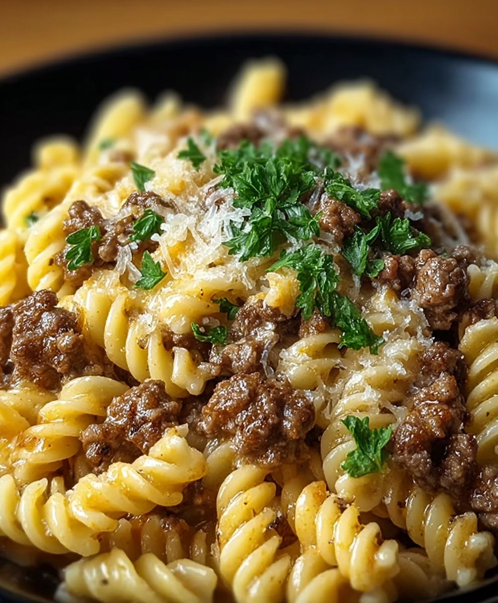 Beef Rotini Garlic Parmesan