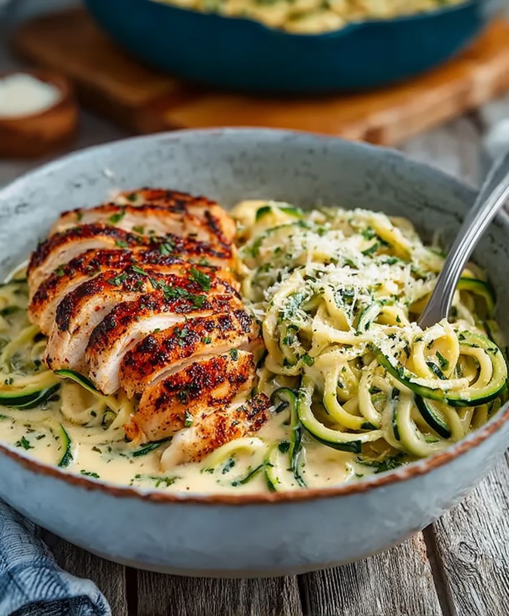Zucchini Noodle Chicken Alfredo