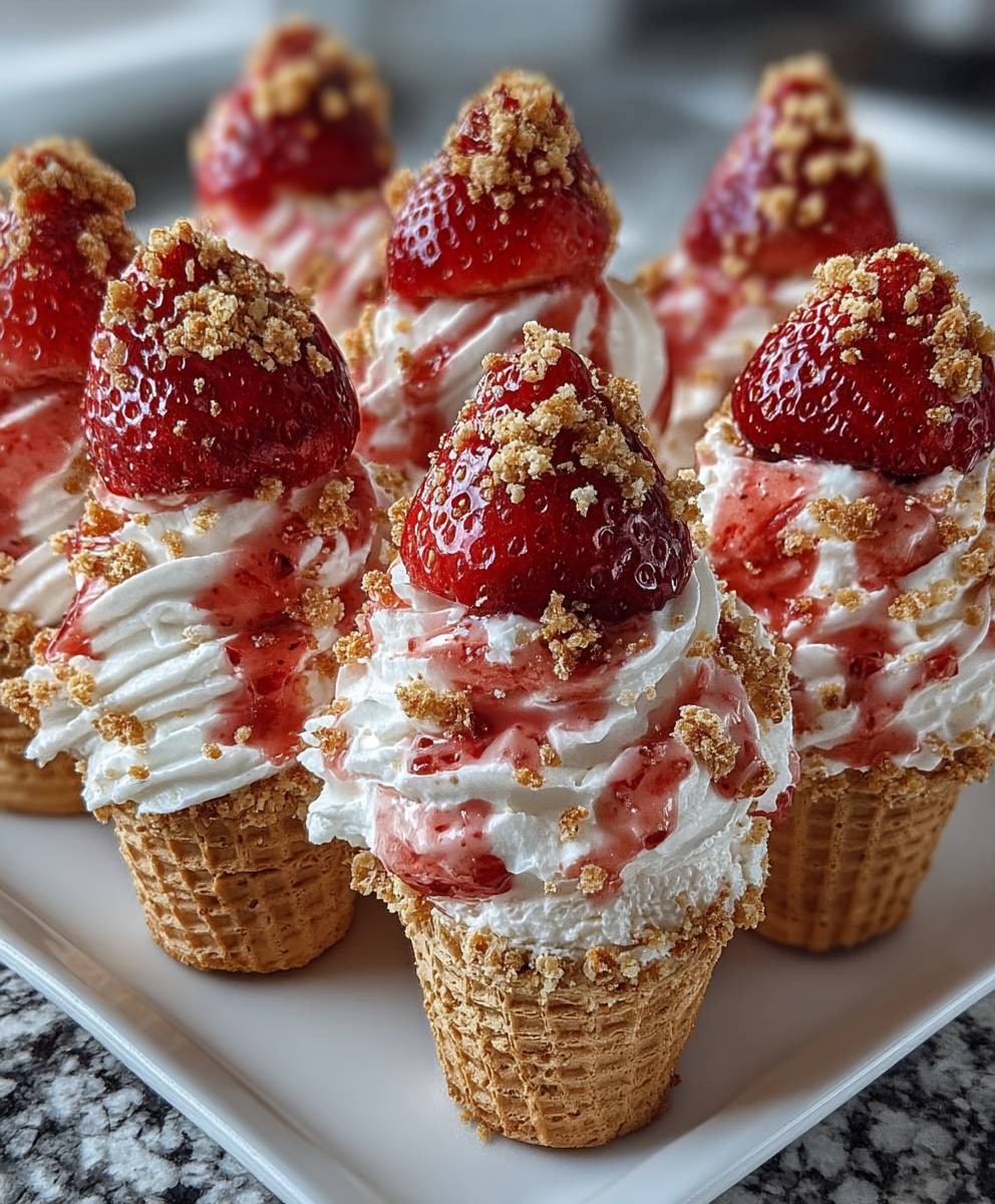 Strawberry Crunch Cheesecake Cones