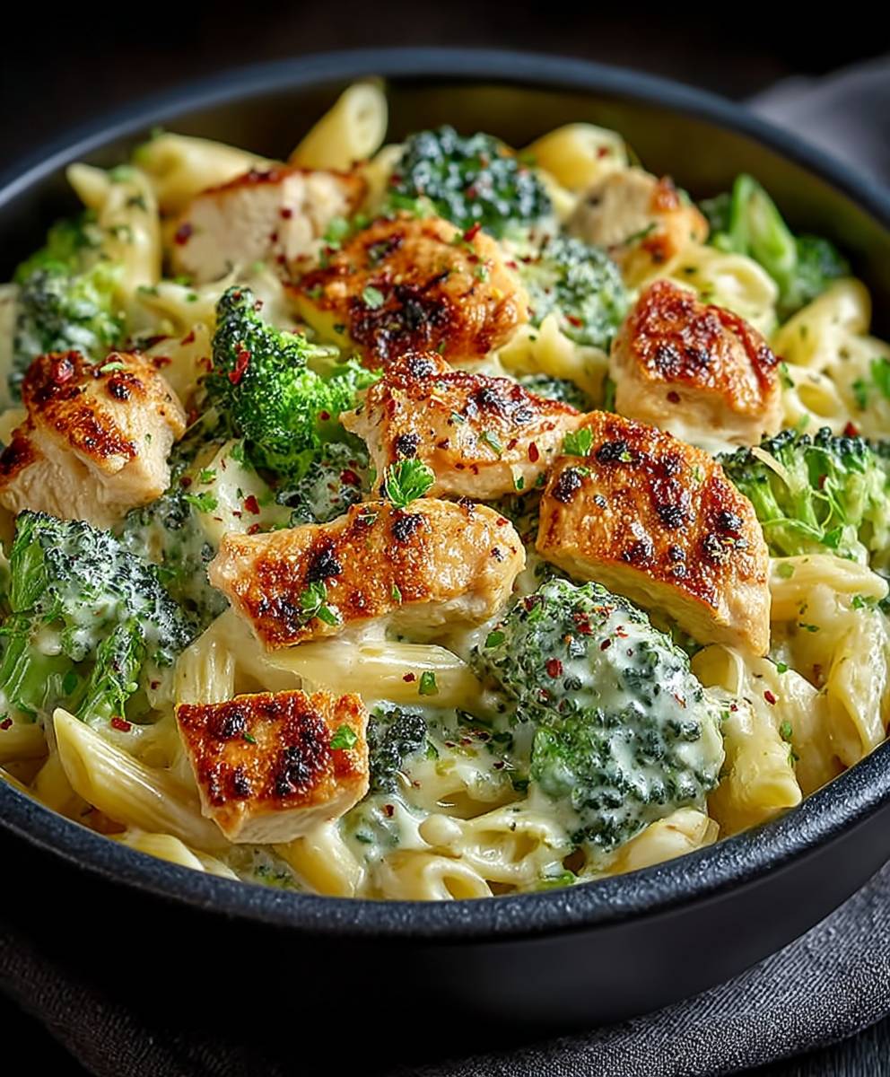 Chicken broccoli creamy pasta