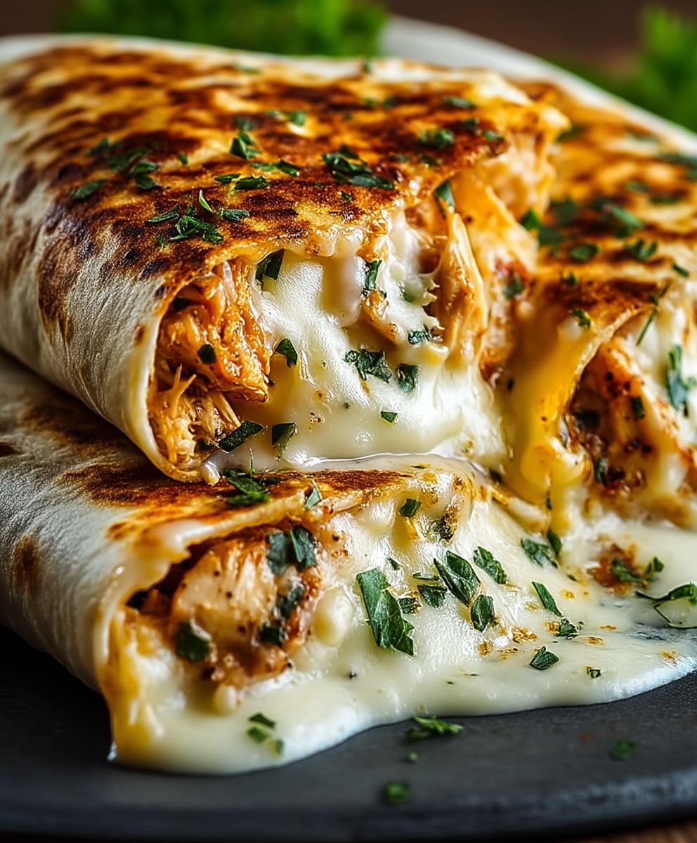 Cheesy Garlic Chicken Wraps