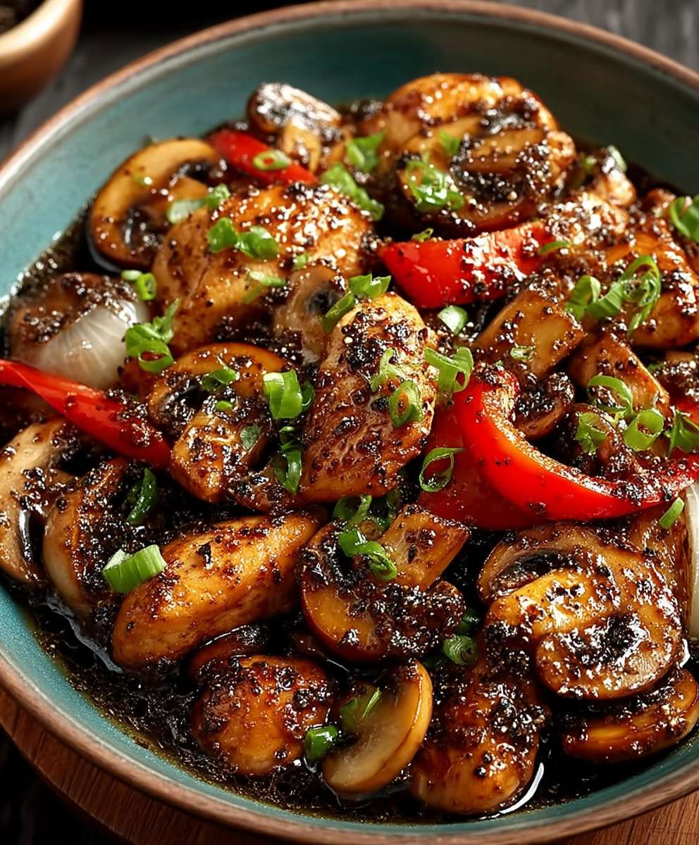 Black Pepper Chicken with Mushrooms