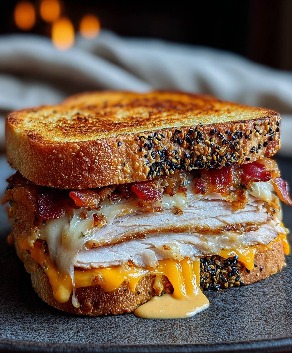 Cheddar Bacon Turkey Melt Sandwich