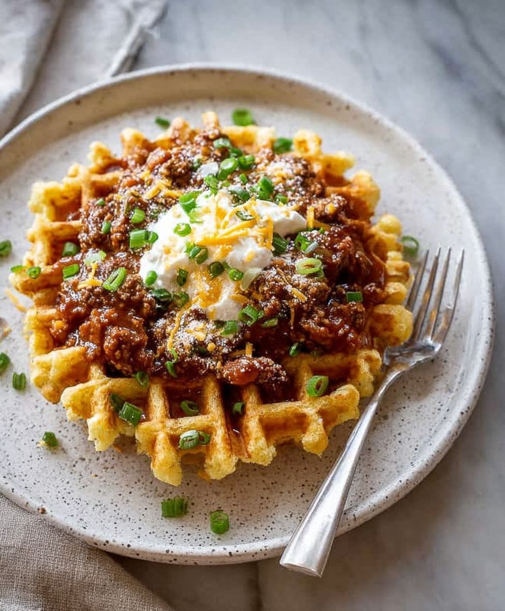 Cornbread Waffles with Chili