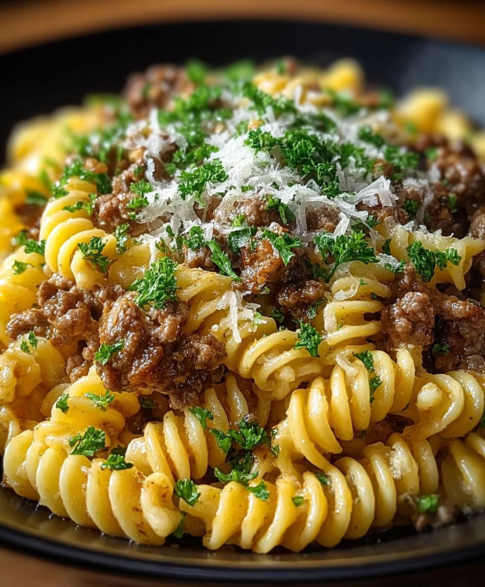 Beef Rotini Garlic Parmesan