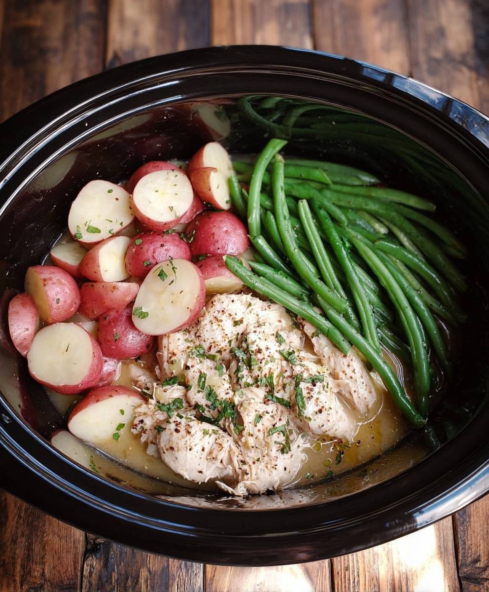 Crockpot chicken potatoes green beans