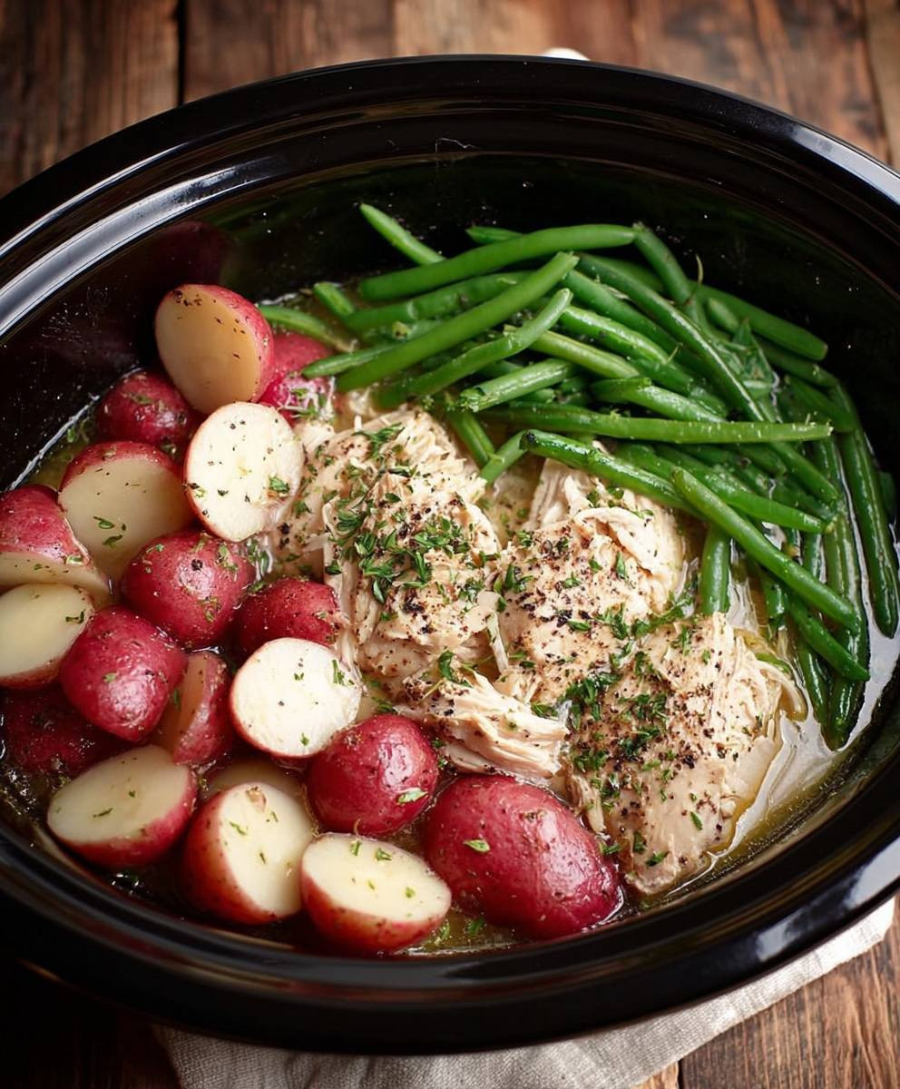 Crockpot chicken potatoes green beans
