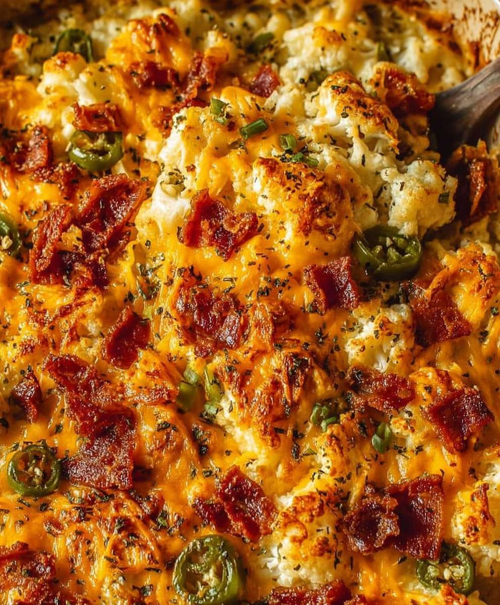 Cauliflower Jalapeno Popper Casserole