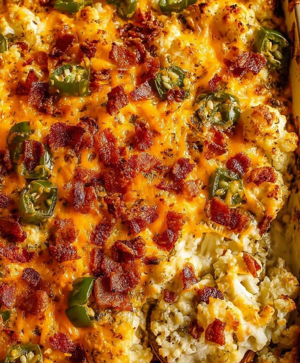 Cauliflower Jalapeno Popper Casserole
