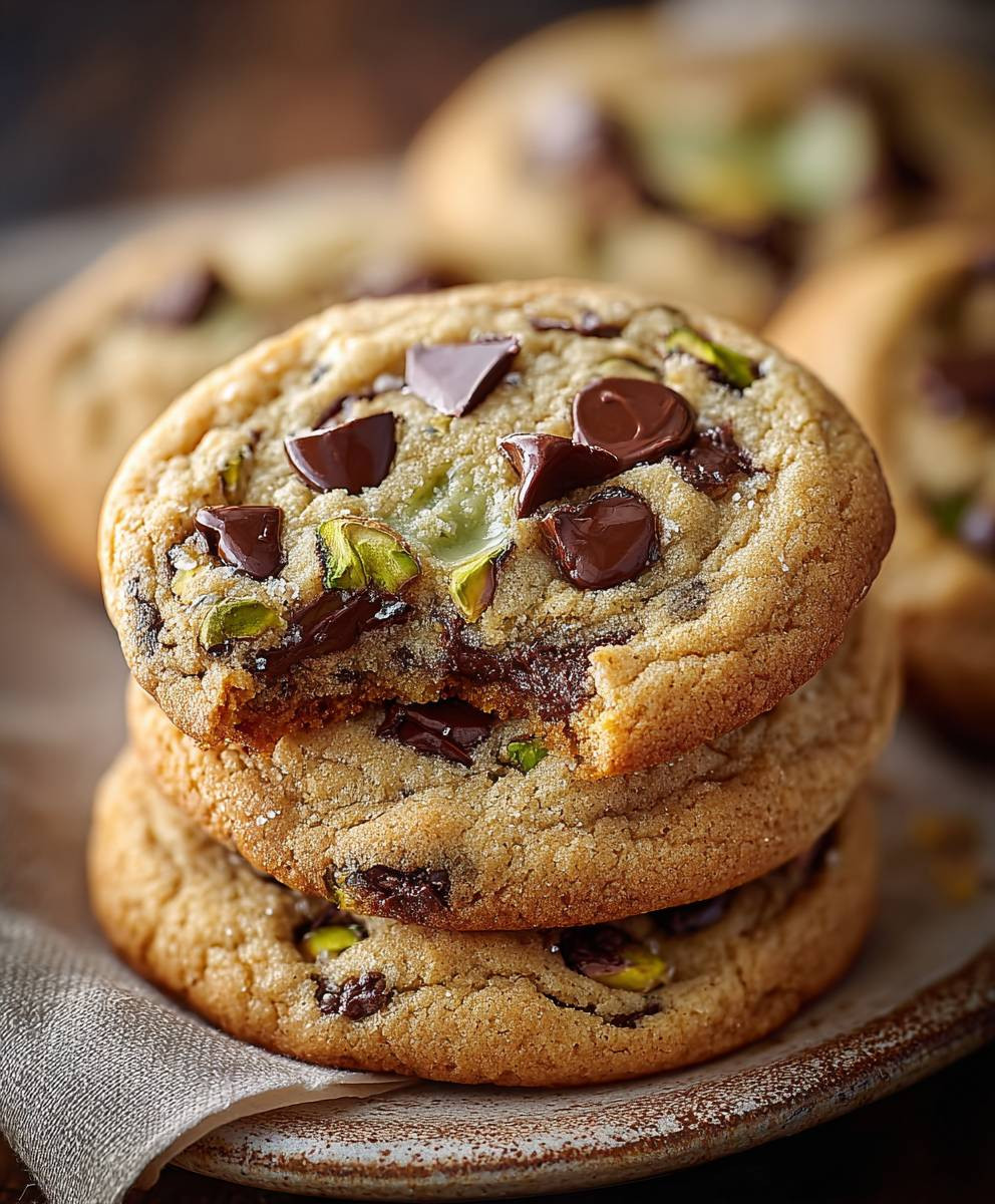 Pistachio Cream Chocolate Chip Cookies