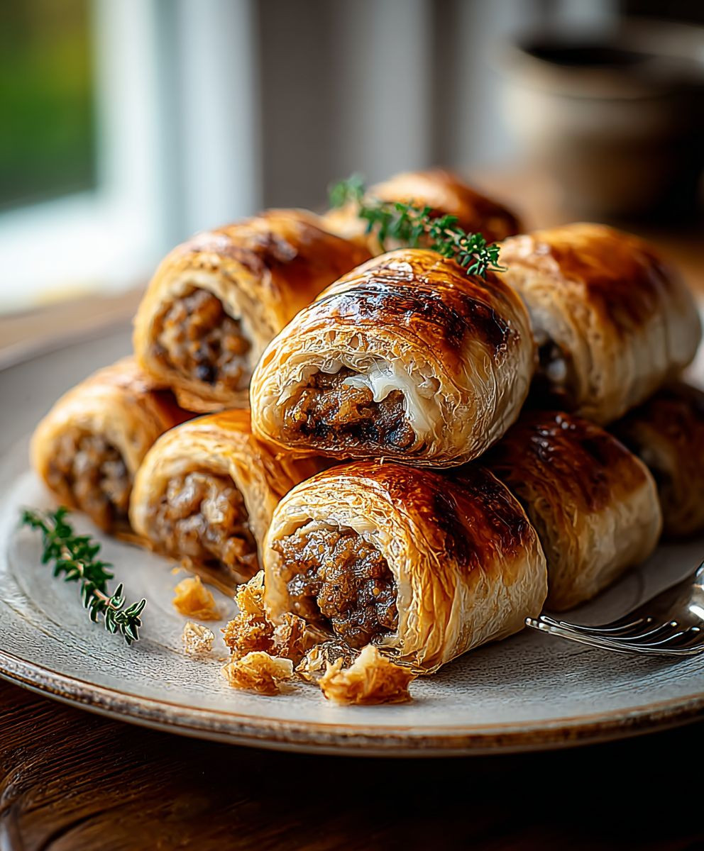 French onion sausage rolls