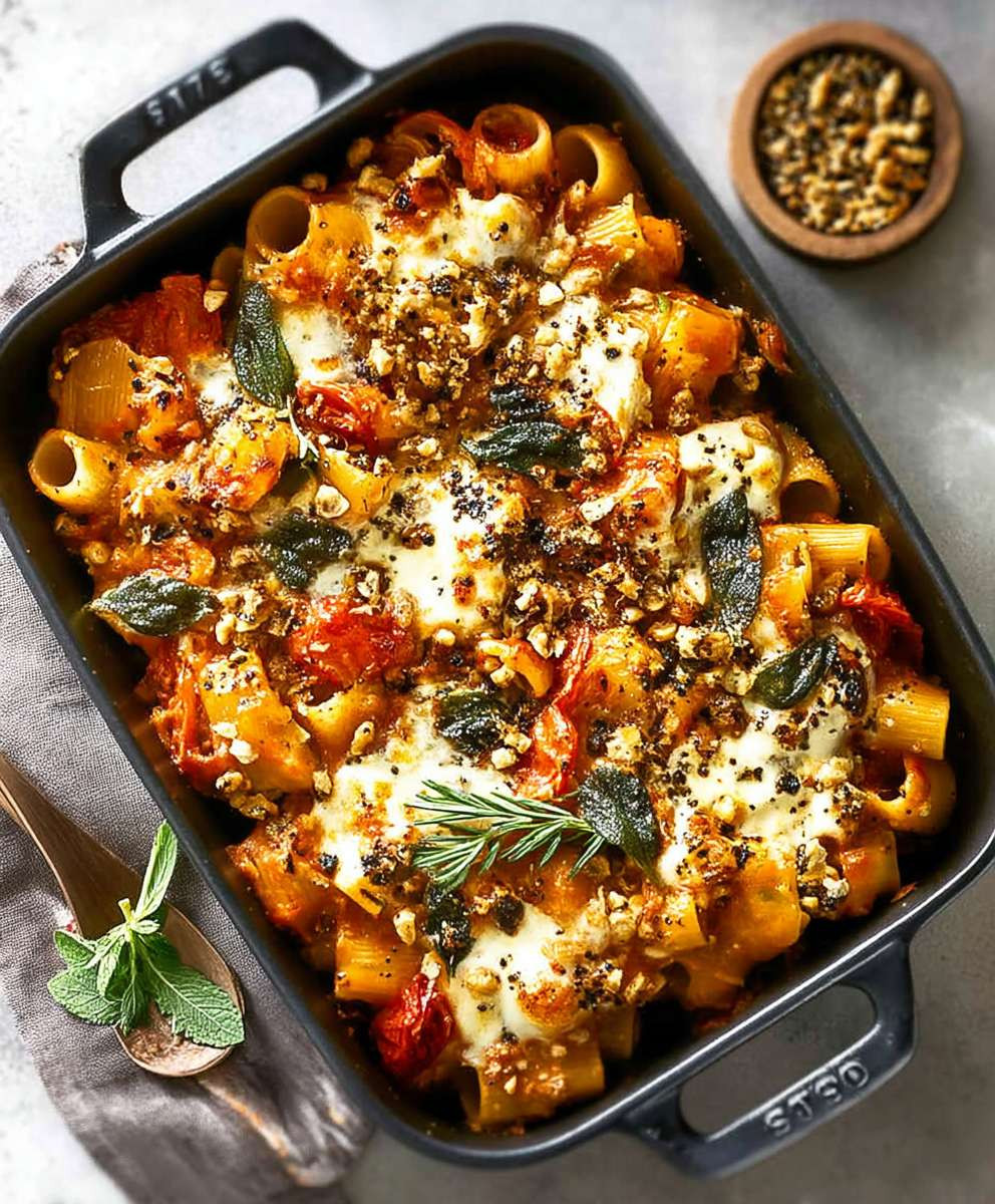 Pumpkin Tomato Pasta Bake