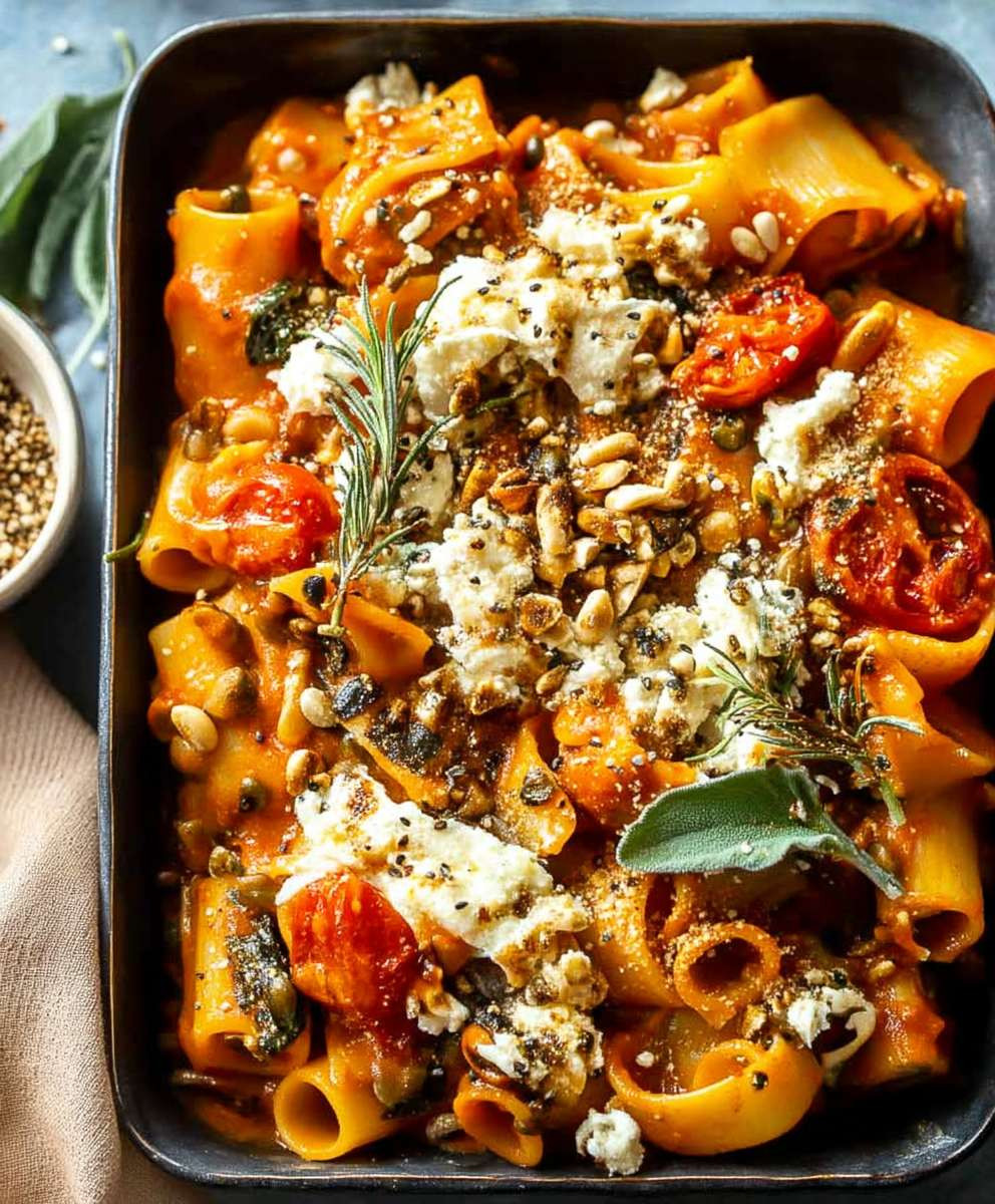 Pumpkin Tomato Pasta Bake