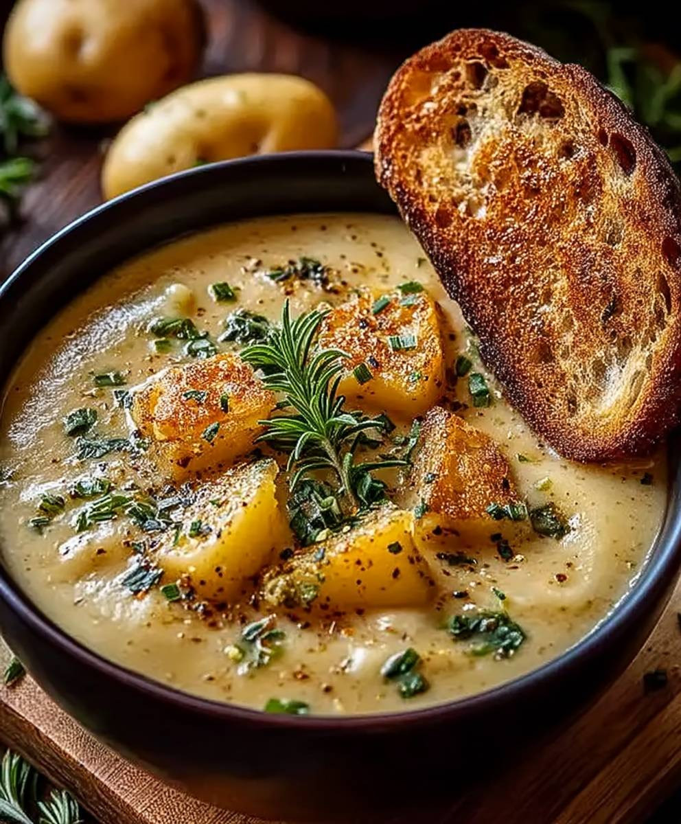 Cheddar Garlic Herb Potato Soup
