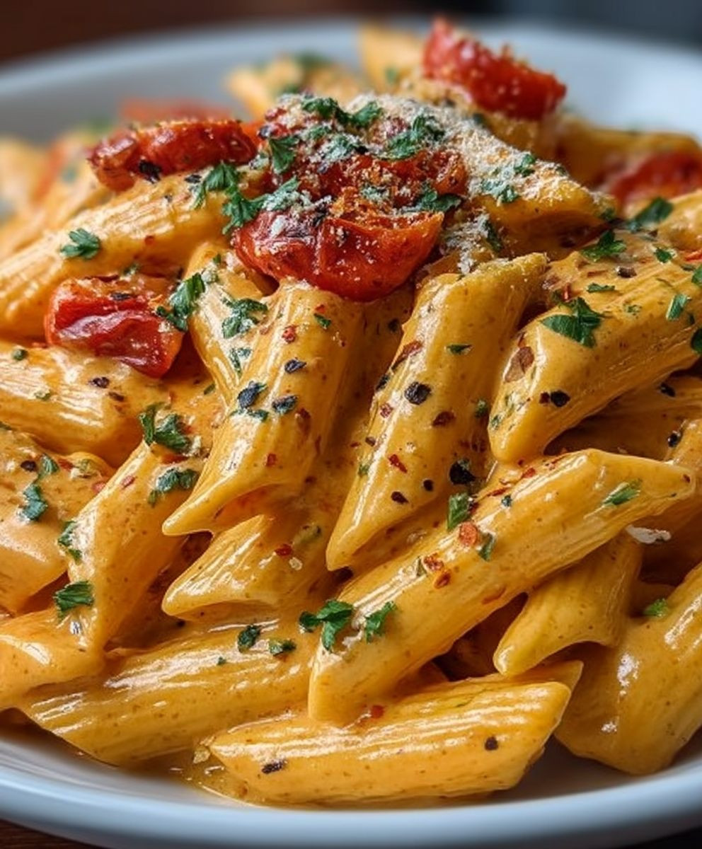 High Protein Red Pepper Pasta