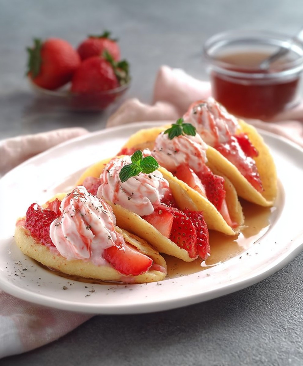Strawberry pancake tacos