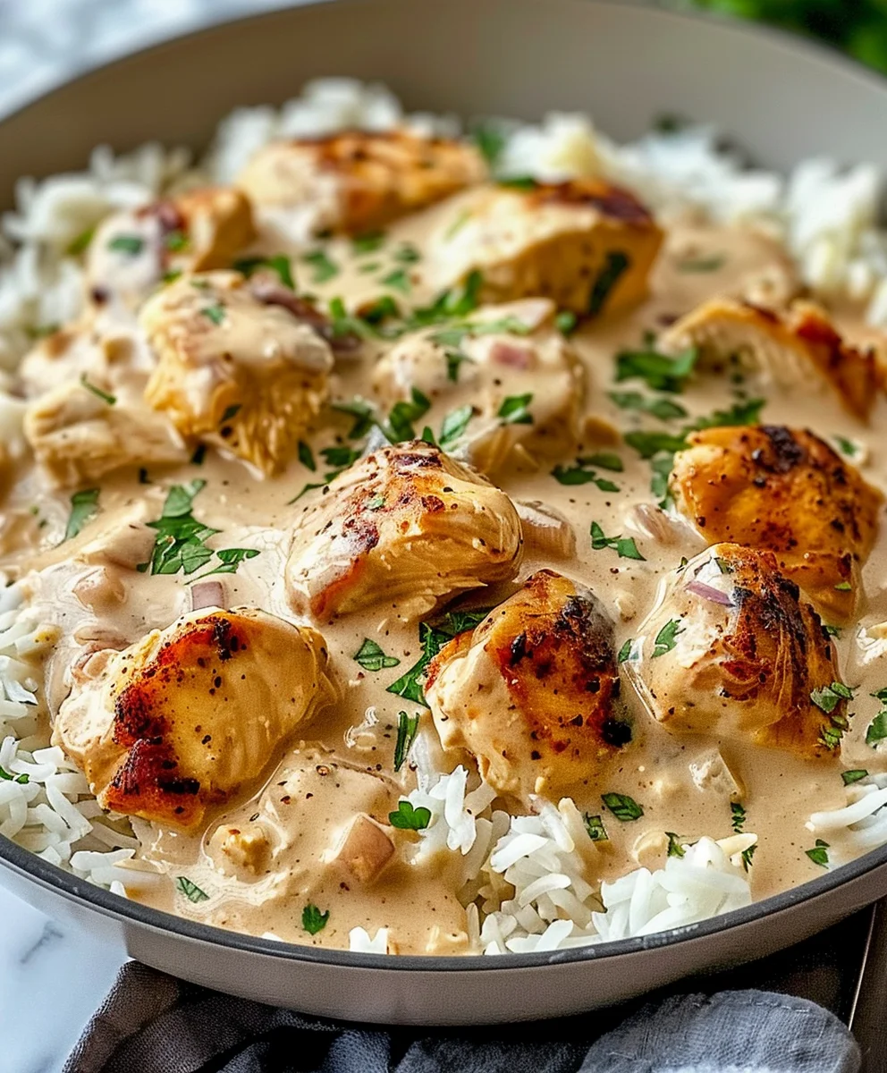 Creamy Smothered Chicken & Rice: Easy Dinner Recipe