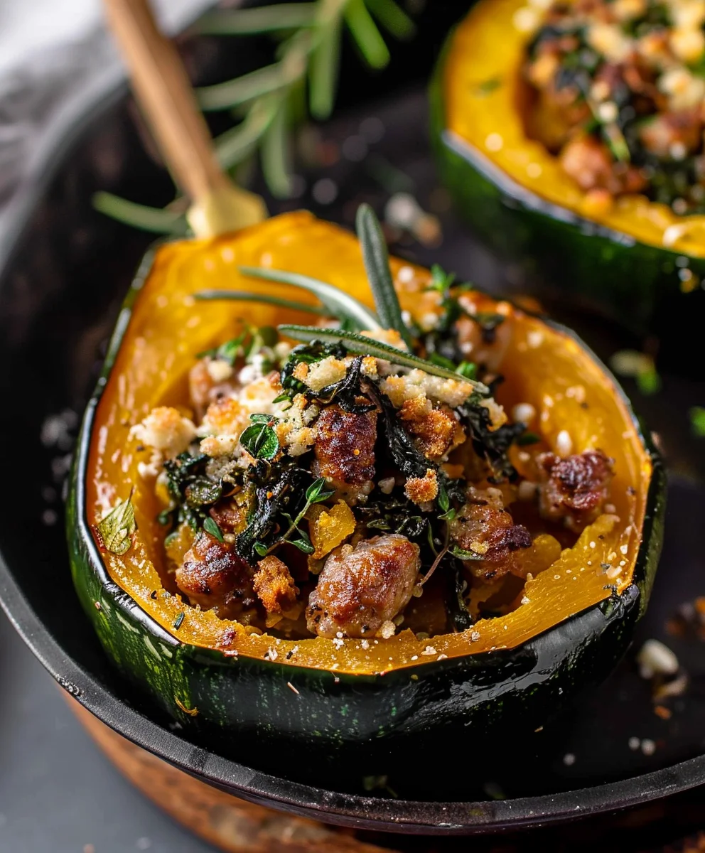 Savory Beef Sausage Stuffed Acorn Squash for Dinner