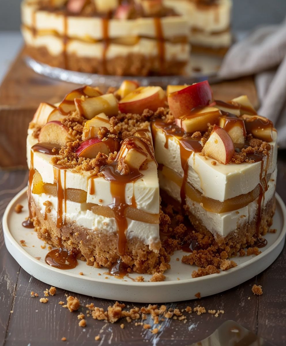 Salted Caramel Apple Cheesecake