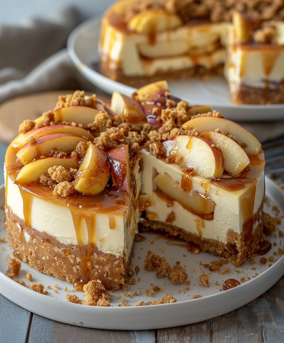 Salted Caramel Apple Cheesecake