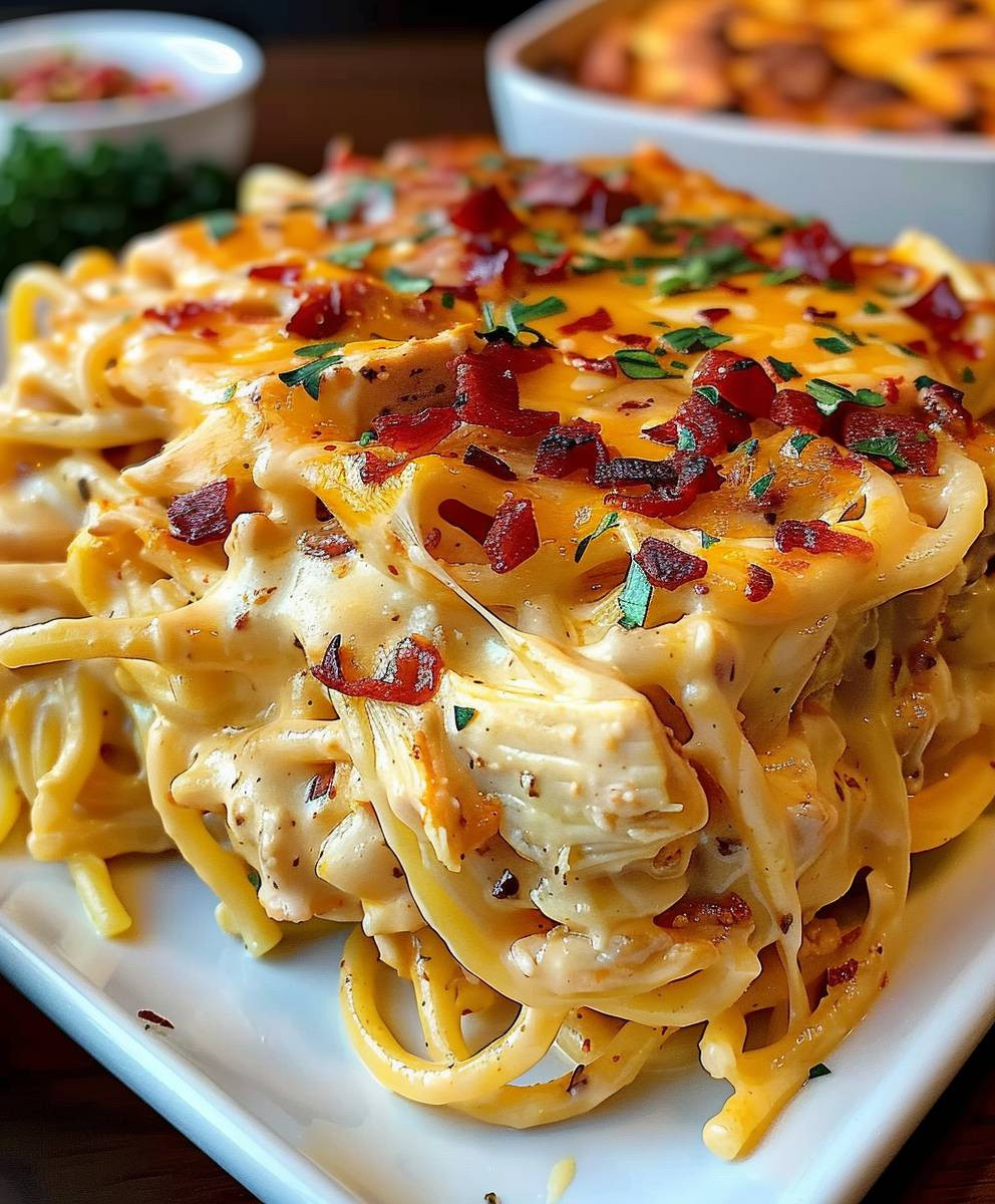 Cheesy Chicken Spaghetti Casserole