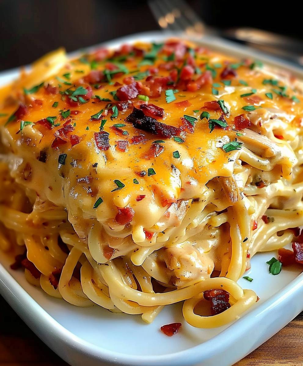 Cheesy Chicken Spaghetti Casserole