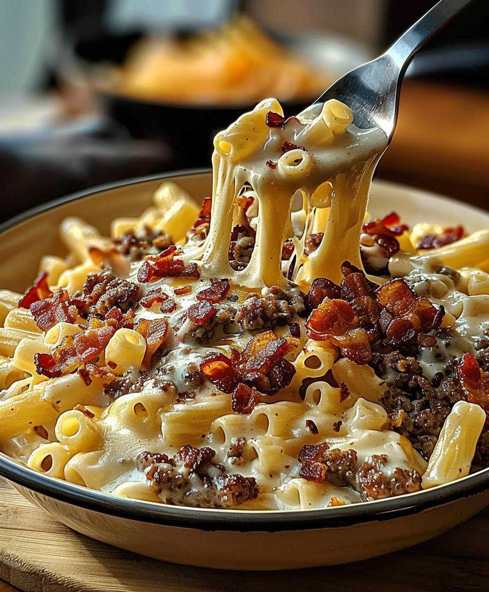 Bacon Cheeseburger Alfredo Pasta